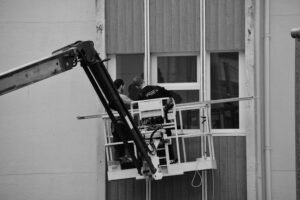 Full-frame window replacement in progress on a Metro Vancouver building